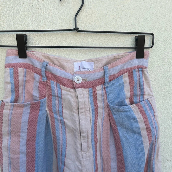 Anthropologie Linen Cotton Striped High Waist Wide Leg Pants size 32 - Picture 4 of 7